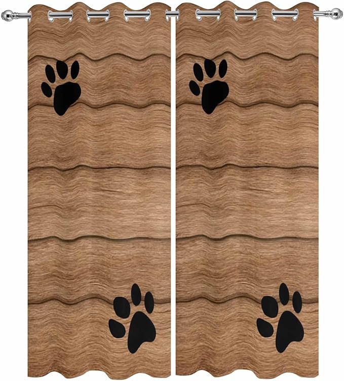 Wood Grain Outdoor Curtains for Patio Claws Animals Wooden Vintage Waterproof Outside Curtains with Grommet Top Weatherproof Curtain for Cabana Pergola Gazebo, 2 Pack, 54" W x 108" L