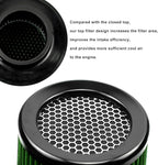 RYANSTAR RACING 76mm 3" High Flow Round Tapered Cone Cool Air Filter Cleaner with Top Filter Design Short 163mm tall Green