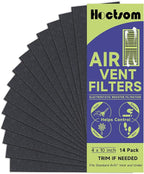 Air Vent Filter 4 x 10 Inch 14-Pack Activated Charcoal, Air Vent Floor Heater Carbon Pre-Filter Sheet 4x10 Inch Work for Home Air Purifier, Register, Ceiling 4" x 10" (Black) Hoctsom