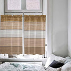 Retro Farm Wood Board Window Valance Curtains, Brown Graduality Striped Light Filtering Kitchen Valance with 3-inch Rod Pocket for Living Room Bathroom Bedroom,2 Panel,52x54In