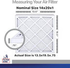 Filter King 14x20x1 Air Filter | 4-PACK | Carbon MERV 8 HVAC Pleated A/C Furnace Filters | MADE IN USA | Actual Size: 13.5 x 19.5 x .75"
