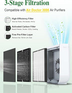 3000 Replacement Filter Compatible with Air Doctor 3000 Air Purifier, 1 Premium Filter + 2 Activated Carbon Filters + 4 Pre-Filters,Incompatible with AD3500