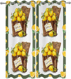 Lemon Outdoor Curtains for Patio Lemons in Baskets Summer Tropical Plants Green Waterproof Outside Curtains with Grommet Top Weatherproof Curtain for Cabana Pergola Gazebo, 2 Pack, 54" W x 84" L