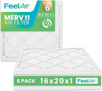 16x20x1 Air Filter – 6 Pack, MERV 11 Pleated HVAC & Furnace Filter, Electrostatic Mechanical Filtration (Actual Size 15.50 x 19.50 x 0.75)