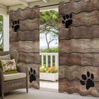 Wood Grain Outdoor Curtains for Patio Claws Animals Wooden Brown Vintage Waterproof Outside Curtains with Grommet Top Weatherproof Curtain for Cabana Pergola Gazebo, 2 Pack, 54" W x 108" L