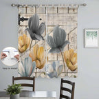Spring Tulips Flower Living Room Curtains 84 Inch Length, Window Curtains Tab Top, Vintage Floral Barn Doors Rustic Beige Light Filtering Window Treatments Drapes 52"x84" 2 Panel