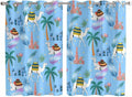 2 Panel Kitchen Cafe Curtains, Desert Landscape Sunlight Filtering Nature Air Through, Window Decor Tier Curtains for Living Room 104W x 72L inch Cute Camels Palm Trees Houses Leaves Blue