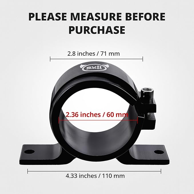 EVIL ENERGY 60mm Fuel Filter Mounting Bracket, Fuel Pump Clamp Holder Black