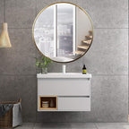 Round LED Bathroom Mirror Demister Pad IP44 Vanity Large Mirror Cold Light Dressing Wall Mirror (Color : Cold Light Size : 60cm) (Gold 80cm)