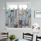 Blue Grey Wooden Bedroom Curtains 63 Inch Length, Window Curtains Tab Top, Farmhouse Barn Sunflowers Retro Light Filtering Window Treatments Drapes 42"x63" 2 Panel