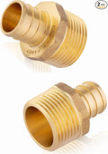 (Pack of 2) EFIELD Barb Crimp Pex 3/4 Inch x 3/4 Inch NPT Male Adapter Brass Fitting, ASTM F1807,(PEX1807021-2PCS)
