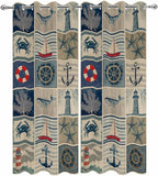 Oceans Outdoor Curtains for Patio Shell Starfish Whales Summer Vintage Waterproof Outside Curtains with Grommet Top Weatherproof Curtain for Cabana Pergola Gazebo, 2 Pack, 54" W x 108" L