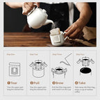 Hanging Ear Drip Coffee Bag Holder with 50-100Pcs Portable Coffee Filter Paper Bag, Coffee Drip Bag Chair Stand, Portable Coffee Filter Paper Bag, for Easy Pour Over (Stand + 50 Bags)