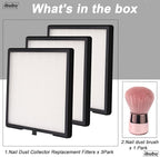Nail Dust Collector Replacement Filters,3 Pack Nail Tech Dust Collector Filter Square for Electric Nail Dust Collector Machine Manicure Store