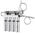 Vortopt Under Sink Water Filtration System,NSF Certified to Standards, Stainless Steel Water Filter,0.01μm Fine Filtration,Retains Beneficial Minerals,with Pressure Gauge,U2 (5 Filters)