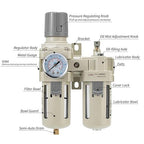 Air Compressor Pressure Regulator,Gauge(0-150PSI),Water Separator For Air Compressor Semi-Auto Drain 3/4 NPT Threaded Interface
