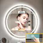 Wall Mirror for Bathroom, Wall Mounted Multifunction Bathroom Vanity Mirror with LED Lights and Demister Pad, 3-Color Dimmable LED Light, for Living Room and Bathroom(A,90cm/35.4in)