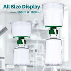 500ml Vacuum Filtration System, Disposable Sterile Vacuum Filter Units with PES Membrane, 0.22μm Pore Size, 90mm Diameter for Laboratory, Chemistry, Graduated, Individually Wrapped, 1/Case