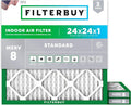 Filterbuy 24x24x1 Air Filter MERV 8 Essential Dust & Allergy Defense (3-Pack), Electrostatic Pleated HVAC AC Furnace Filters Replacement, Made in USA (Actual Size: 23.38 x 23.38 x 0.75)