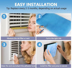 12" x 120" Air Vent Filters, with 48Pcs Adhesive Hook Tape, Cut to Size Air Filter Material HVAC Furnace Filters Kit MERV 8 Triple Vent Filter for Home Floor Register, Ceiling, Grilles