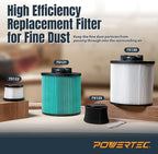 POWERTEC DCV5011H HEPA Filters for DeWalt DCV501HB 20V Cordless Handheld Vacuum 4 Pack, Cartridge Filter for DeWalt Vacuums (75122-P4)