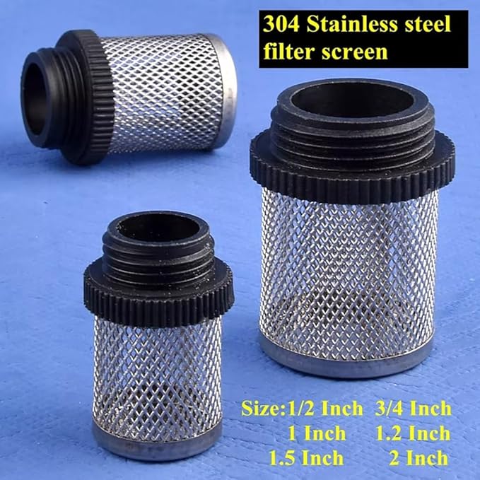 Durable 304 Stainless Steel Water Filter Screen - 1/2" to 2" External Thread for Aquariums, Ponds, Hydroponics(20Pcsx1.2In)