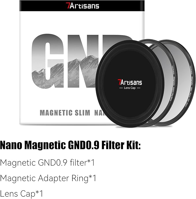 7artisans Nano Magnetic Filter UV Filter ND Light Reduction Filter/CPL Polarization Filter/GND Gradient Filter/Black Mist 1/4 Portrait Photography Filter Suitable for Lens(77mm GND0.9)