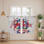 Independence Day Kitchen Curtains 54 Inch Long 2 Panel Set, Rod Pocket Window Curtains Panels, 4 of July Rose Wooden Grain Vintage Light Filtering Drapery Draperies for Bathroom Bedroom 52"W x 54"L