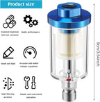 Pack of 6 Small Water Oil Separator Filter 1/4 Inch NPT Inlet and Outlet Air Compressor Moisture Filter Airbrush Water Separator for Spray Paint Air Line Compressor Fitting, Blue