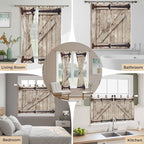 Farmhouse Wood Grain Bedroom Curtains 72 Inch Length, Window Curtains Tab Top, Vintage Country Barn Gate Brown Light Filtering Window Treatments Drapes 52"x72" 2 Panel