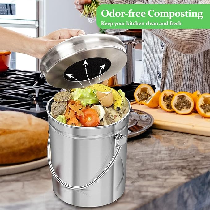 7 Pack Compost Bin Charcoal Filters Round Indoor Kitchen Compost Bucket Activated Charcoal Filters Replacements Sheets (6.7 Inch)