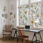 Spring Daisy Kitchen Curtains, Farmhouse Country Flower Leaf Plant Wood Grain Light Filtering Window Curtain Panels, 2Pcs Rod Pocket Window Treatments Set for RV Dining Room Study Room 42x45 Inches