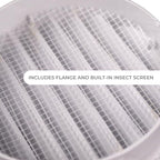 VENTS-US - 4" White Round Plastic Vent Cover with Built-in Insect Screen Mesh and Flange for Supply or Exhaust Air Applications - Compatible with 4 Inch Diameter Ducts (2-Pack)