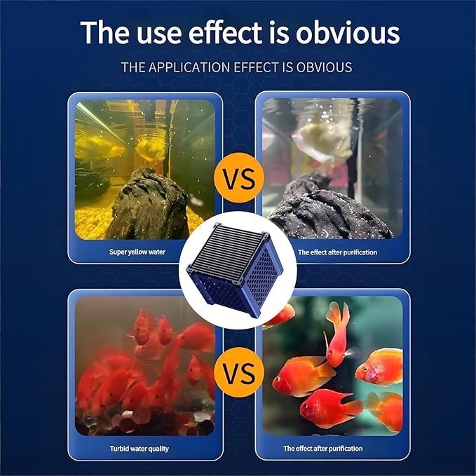LIYAOLI 2PCS Pure Cube Water Trough Filter - Eco-Aquarium Fish Tank Filters Kit, Honeycomb Activated Carbon Media for Small Tanks, Horse Troughs & Pond Cleaning (Blue)