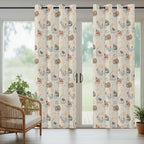 Cartoon Animals Outdoor Curtains for Patio Raccoons Rabbits Moon Linen Texture Waterproof Outside Curtains with Grommet Top Weatherproof Curtain for Cabana Pergola Gazebo, 2 Pack, 54" W x 84" L