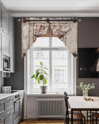 Country Star Swag Kitchen Curtains Valance and Tier Set, VintageRust Yellow Star Berry Beige Barn Gate Light-Filtering Swag Valance, Rod Pocket Short Curtain for Bedroom Cafe, 56x36 inches