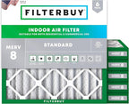 Filterbuy 12x12x2 Air Filter MERV 8 Essential Dust & Allergy Defense (6-Pack), Electrostatic Pleated HVAC AC Furnace Filters Replacement, Made in USA (Actual Size: 11.50 x 11.50 x 1.75)