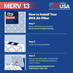 BNX TruFilter 16x25x4 (15.5’’ x 24.5’’ x 3.63‘’ Slim Fit) MERV 13 Air Filter (2-Pack) - MADE IN USA - Air Conditioner HVAC AC Furnace Filters Health, Allergies, Mold, Bacteria, Smoke, MPR 1900 FPR 10