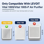 Vital 100S Smoke Remover Replacement Filter for LEVOIT Vital 100S and Vital 100S-P Air Purifier, H13 True HEPA and High-Efficiency Activated Carbon Filter, Vital 100S-RF-SR, 2 Pack