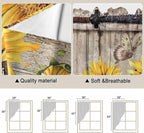 Farmhouse Sunflowers Swag Valances for Windows, Rustic Barn Doors Flowers Butterfly Wooden Rod Pocket Kitchen Curtains Valance, Small Window Curtains Swag for Cafe Living Room, 2 Panels, 36x36 inch