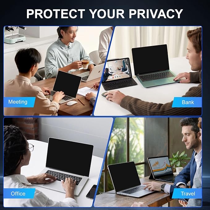 2Pack Magnetic 13.3 Inch Laptop Privacy Screen 16:9 Aspect Ratio, Removable Anti-Blue/Glare Protector Film, Anti Spy Desktop Security Private Filter 13.3in