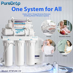 RTW5AK-UV SGS-Tested Reverse Osmosis Water Filter System with Alkaline Remineralization & UV Filter, 7-Stage Under Sink RO Water Filtration System Plus Extra 3 Filters, 50 GPD