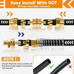 32PCS Brass DOT Air Brake Hose End Fitting Kit - J1402 Sleeve Tube Assortment for Replacement, Assembly (Connector, Union and Sleeve)