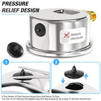 MEANLIN MEASURE 0~200Psi Dry Pressure Gauge Stainless Steel 1/8" NPT 2" FACE DIAL Waterproof for Air Compressor Air Regulator Water Filter Lower Mount, with 1/4" NPT and 3/8" NPT Hex Bushing