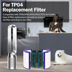 TP04 Replacement Filter for Dyson Air Purifier TP04 HP04 DP04 Pure Cool Fan Hot Tower Fan, 360 Combi Glass HEPA + 2-in-1 HEPA Filters for TP04 Tower Purifying Fan