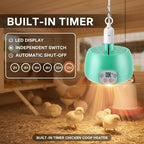 Enhon 2 Sets Chicken Coop Heater, Timing Heat Lamp for Chickens, Smart Temperature Control Chicken Brooder Heater Greenhouse Warmer, 5 Ft Ultra Long Cable Reptile Heating Lamp for Chicks Duck Dog Cat