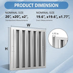 Stainless Steel Commercial Kitchen Hood Filter 19.5W x 19.5H Inch Range Hood Baffle Grease Rated Commercial Kitchen Exhaust Hood 5 Grooves Hood Filter (5 Pack)