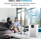 Air Purifiers for Bedroom, Honeyuan H13 HEPA Air Purifier for Home Large Room 1095 sqft, Air purifiers with 360°Air Intake, 3 Fan Speeds, 3-Stage Filtration, White