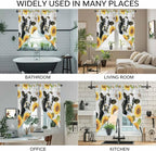 Retro Farmhouse Floral Swag Valances for Windows, Yellow Sunflowers Cows Butterfly Wood Rod Pocket Kitchen Curtains Valance, Small Window Curtains Swag for Cafe Living Room, 2 Panels, 28x36 inch