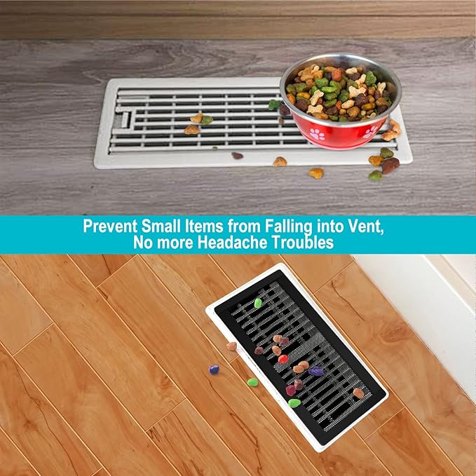 Magnetic Floor Register Vent Covers, 5.5 x 12 Inch Air Vent Filter Mesh, Sticky Magnet PVC Vent Screen Net for Wall Ceiling Floor Catches Toys Snacks Pet Hair and Pet Food 4 Pack